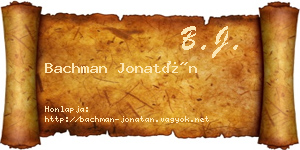 Bachman Jonatán névjegykártya